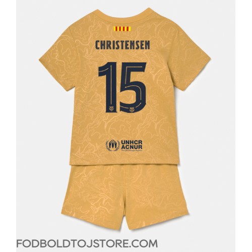 Barcelona Andreas Christensen #15 Udebanesæt Børn 2022-23 Kortærmet (+ Korte bukser)